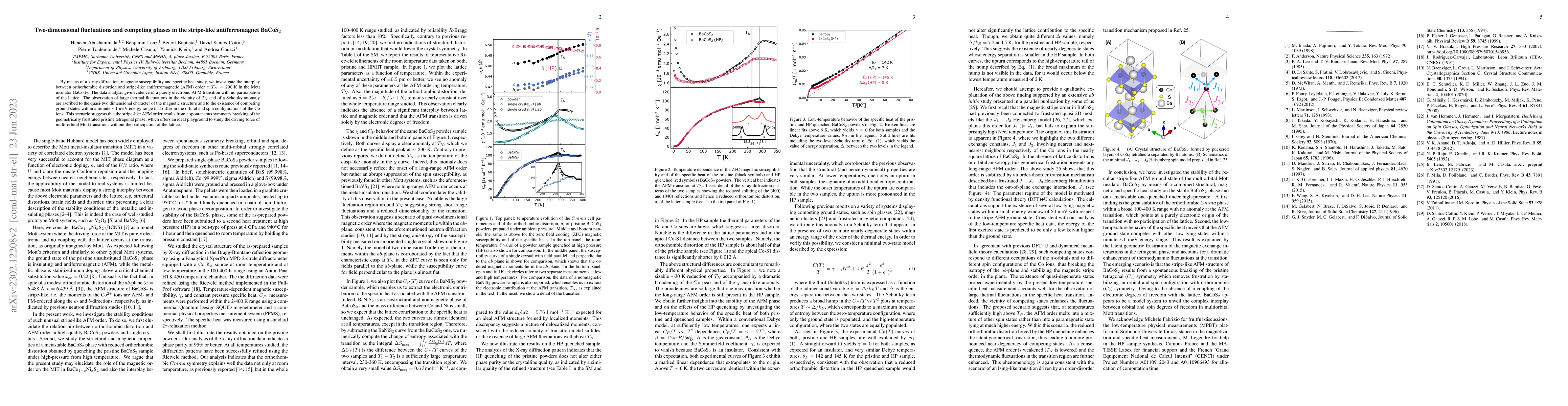 Thumbnail for Two-dimensional fluctuations and competing phases in the stripe-like
  antiferromagnet BaCoS$_2$