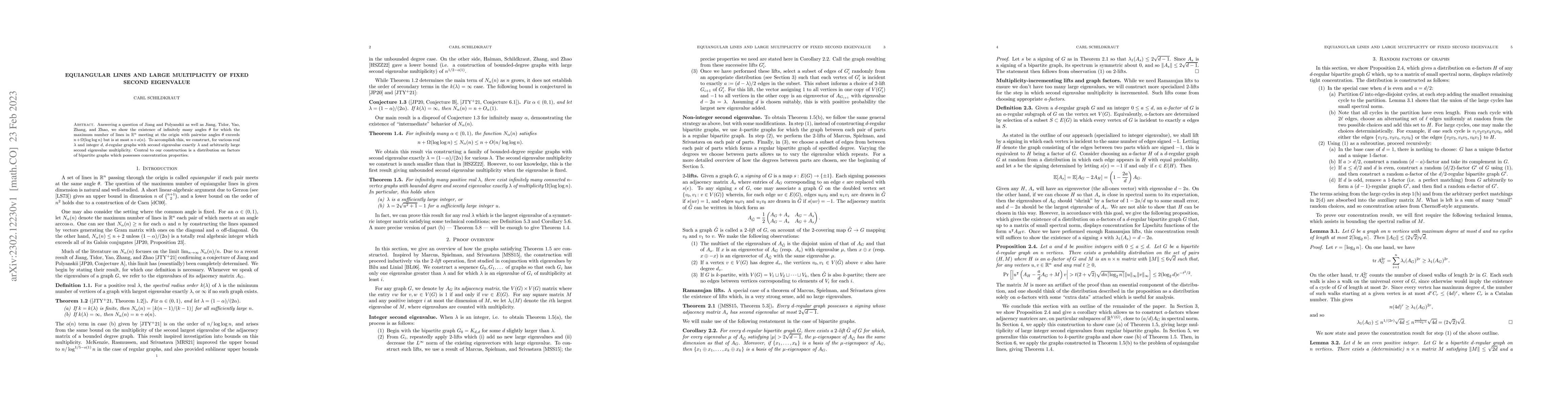 Thumbnail for Equiangular lines and large multiplicity of fixed second eigenvalue