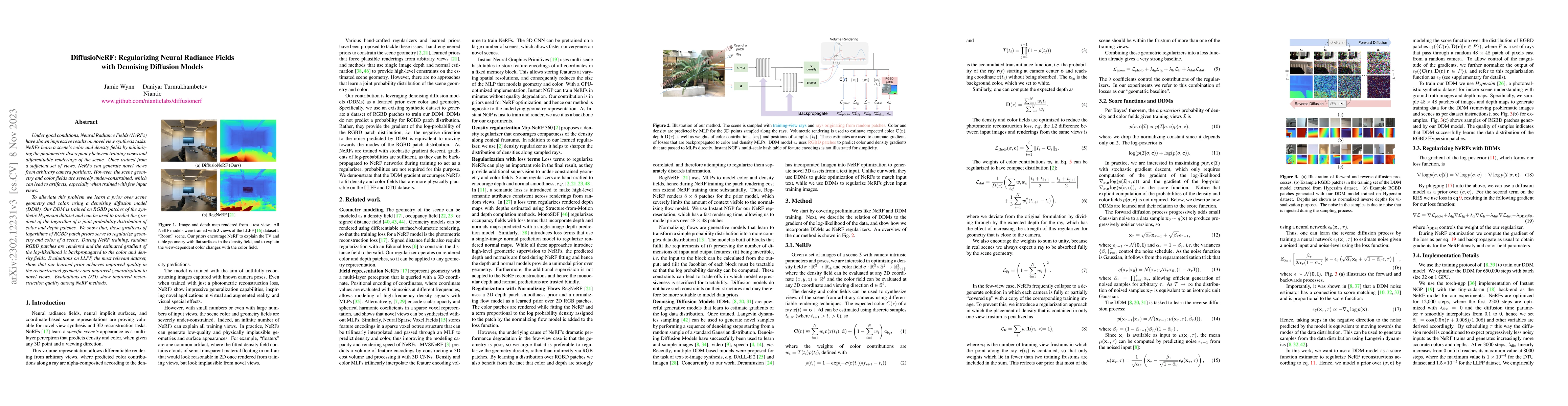 Thumbnail for DiffusioNeRF: Regularizing Neural Radiance Fields with Denoising
  Diffusion Models