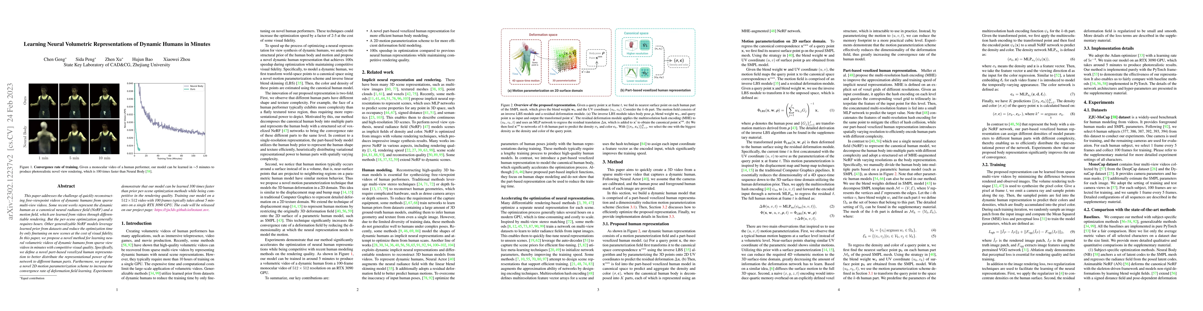 Thumbnail for Learning Neural Volumetric Representations of Dynamic Humans in Minutes