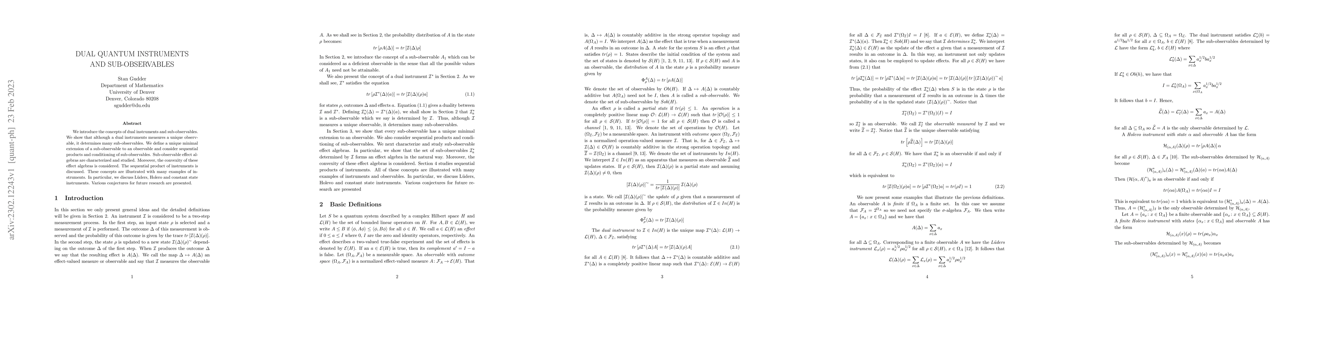 Thumbnail for Dual Quantum Instruments and Sub-observables