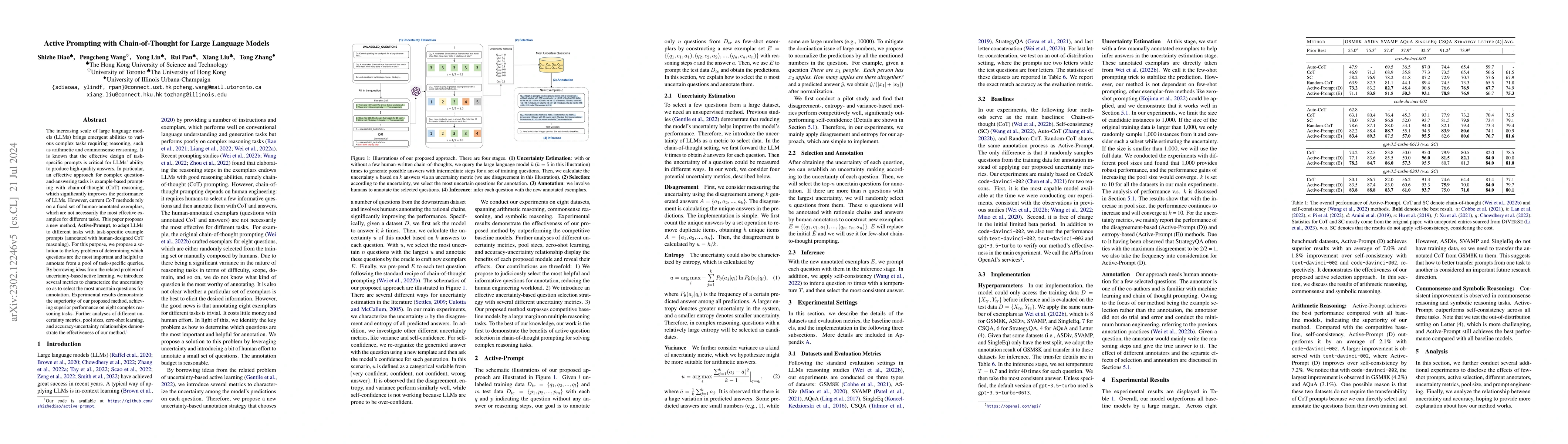 Thumbnail for Active Prompting with Chain-of-Thought for Large Language Models