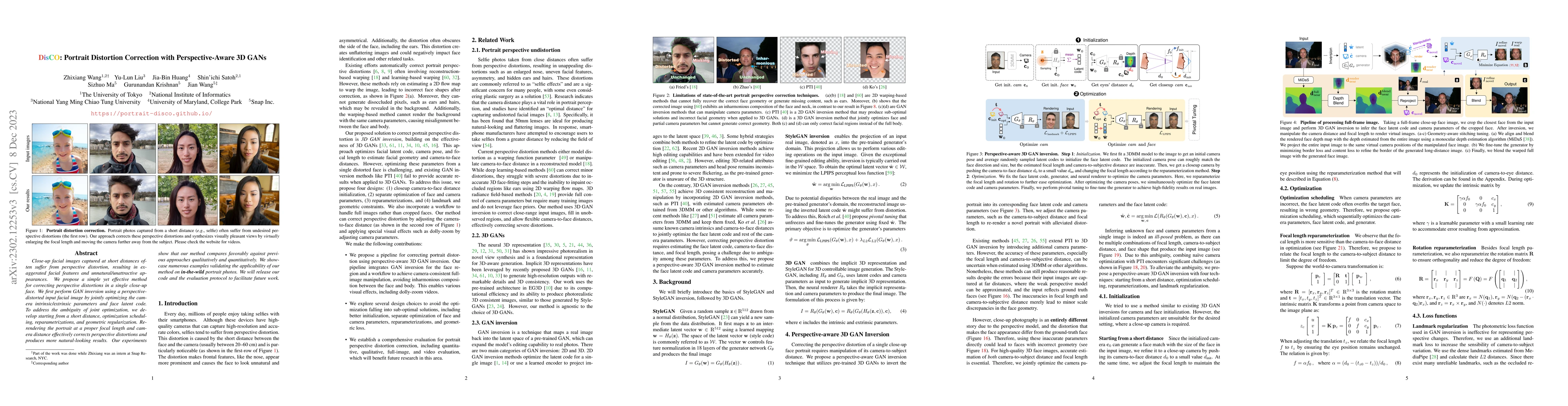 Thumbnail for DisCO: Portrait Distortion Correction with Perspective-Aware 3D GANs