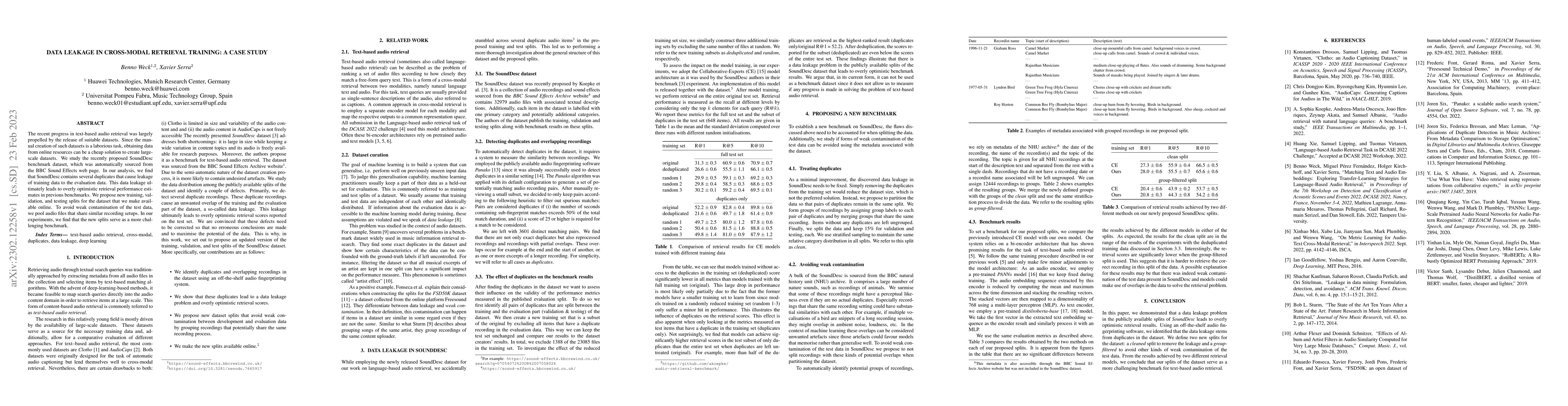 Thumbnail for Data leakage in cross-modal retrieval training: A case study