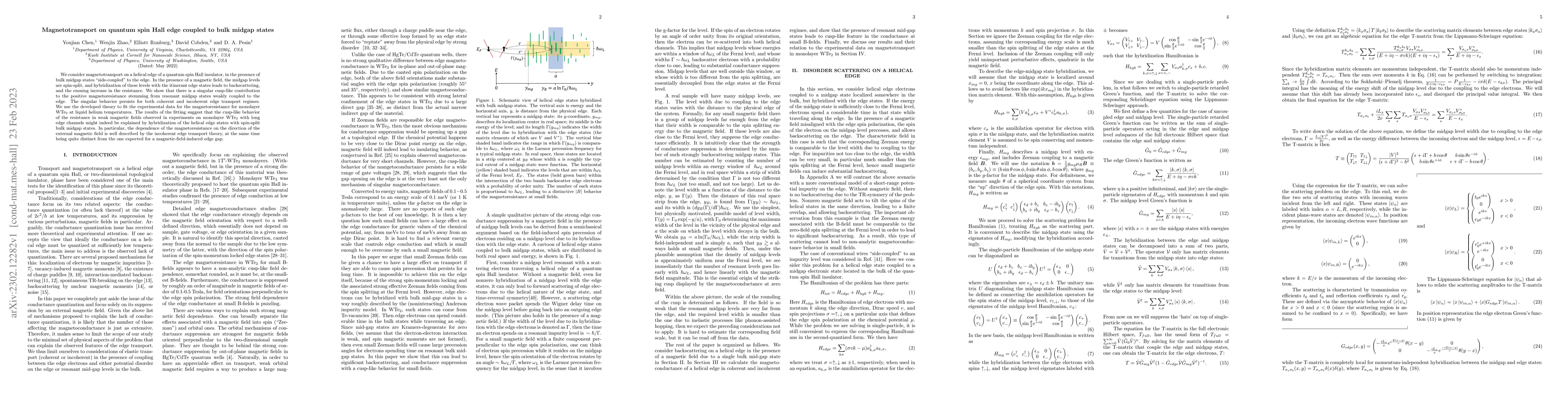 Thumbnail for Magnetotransport on quantum spin Hall edge coupled to bulk midgap states
