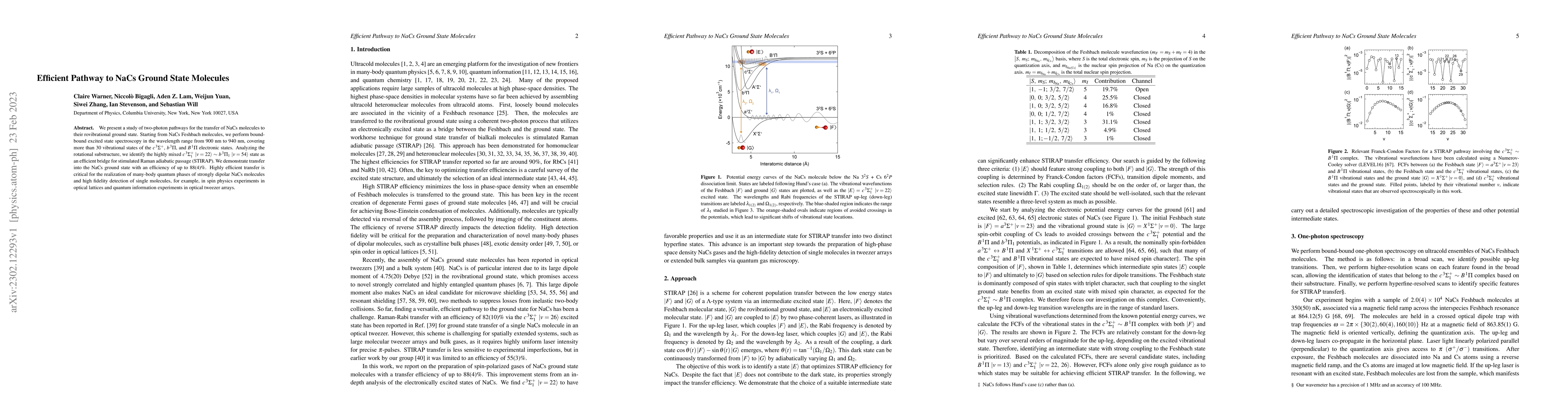 Thumbnail for Efficient Pathway to NaCs Ground State Molecules