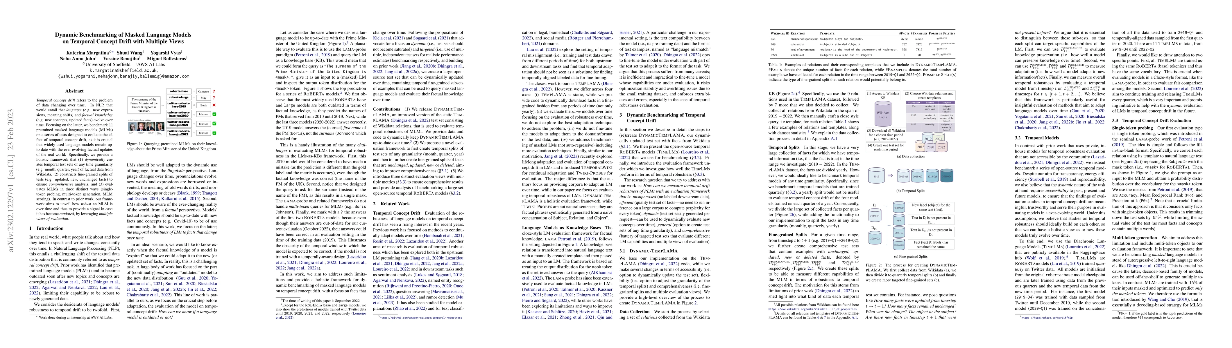 Thumbnail for Dynamic Benchmarking of Masked Language Models on Temporal Concept Drift
  with Multiple Views