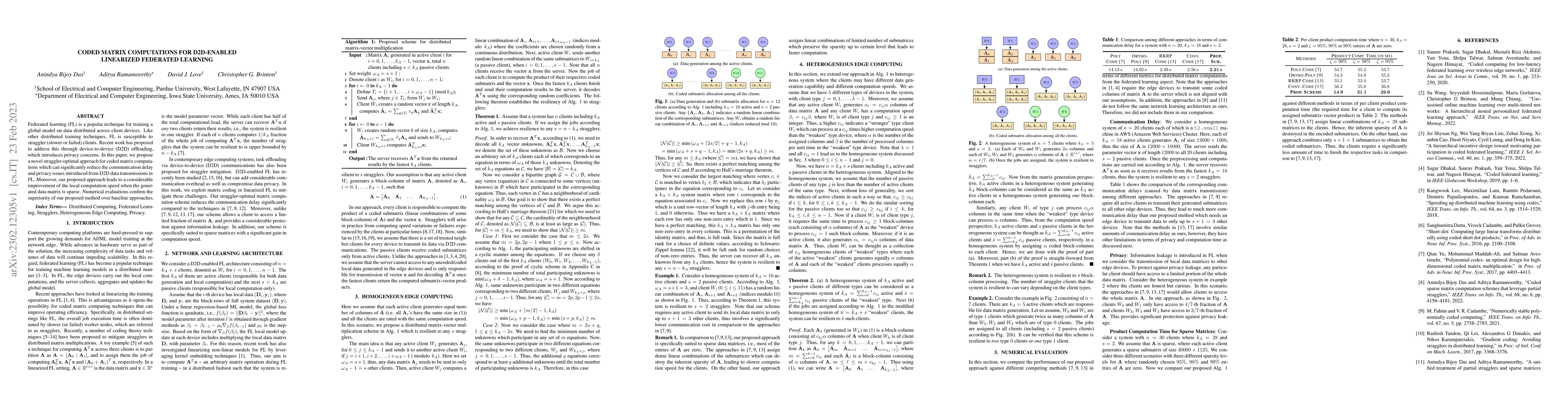 Thumbnail for Coded Matrix Computations for D2D-enabled Linearized Federated Learning