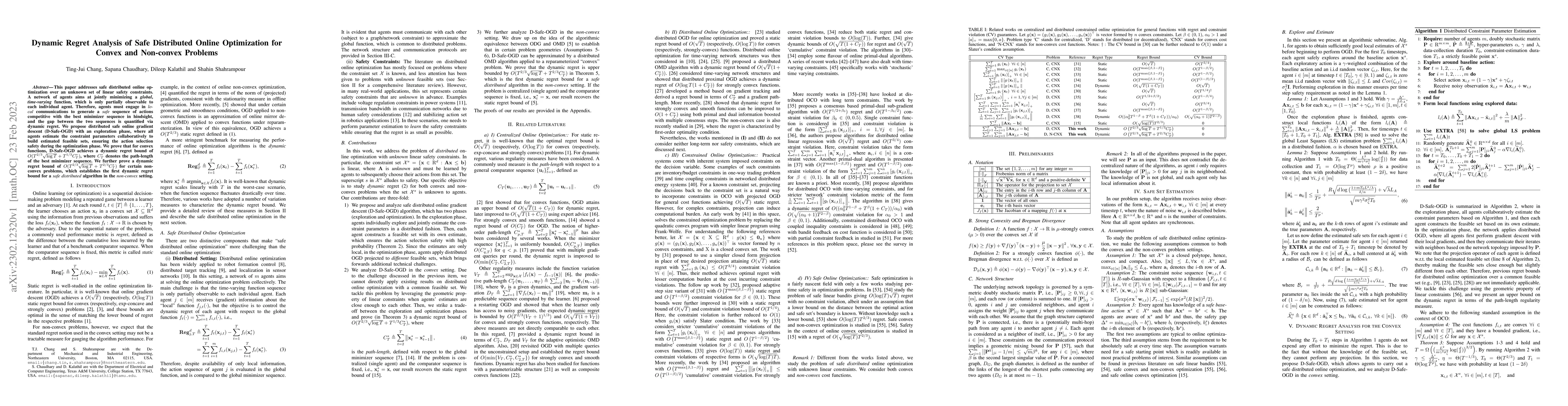 Thumbnail for Dynamic Regret Analysis of Safe Distributed Online Optimization for
  Convex and Non-convex Problems