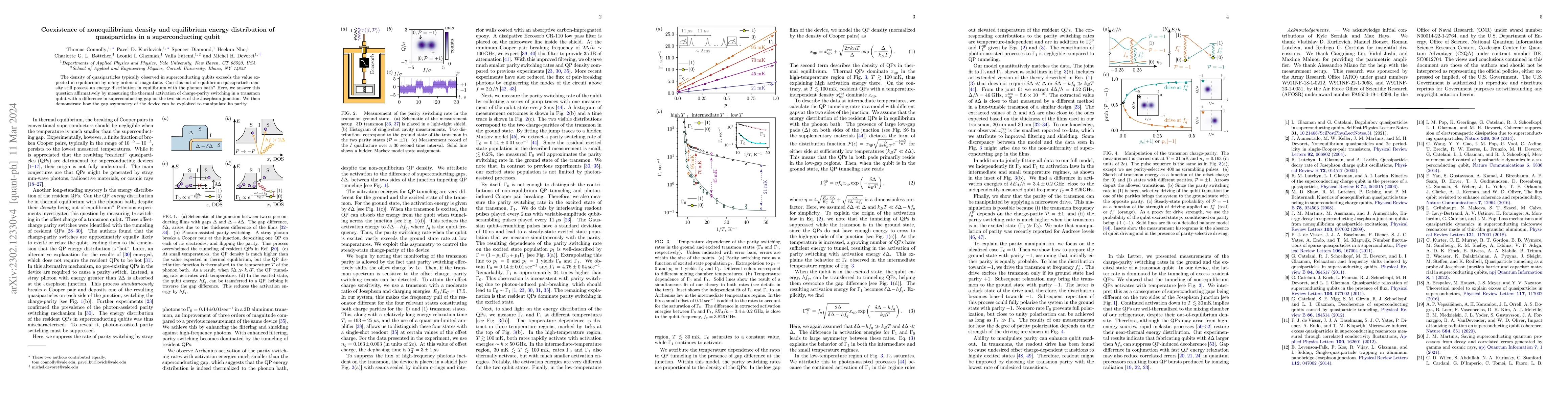Thumbnail for Coexistence of nonequilibrium density and equilibrium energy
  distribution of quasiparticles in a superconducting qubit