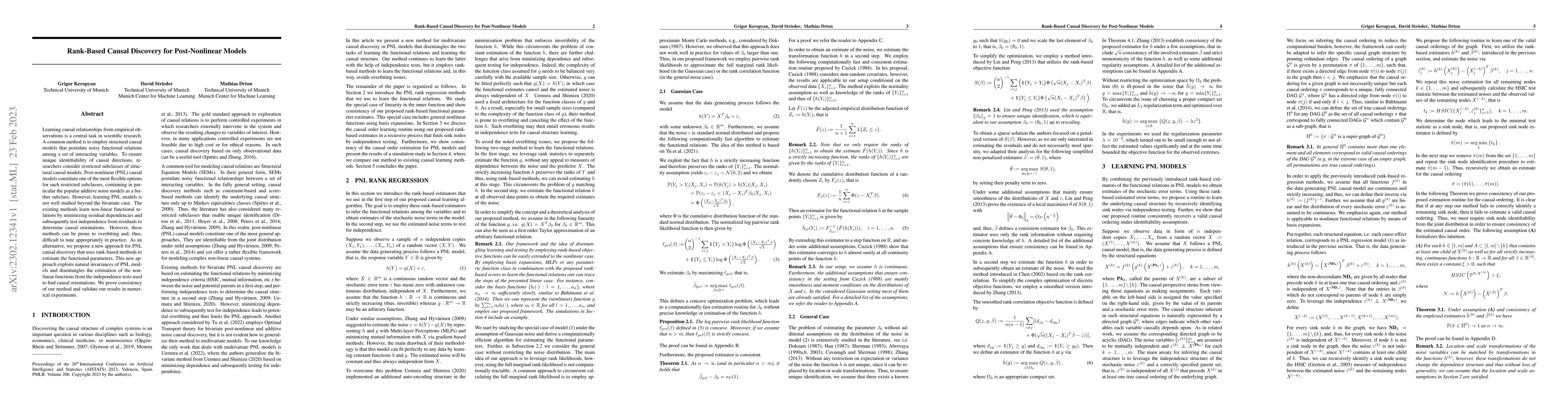 Thumbnail for Rank-Based Causal Discovery for Post-Nonlinear Models