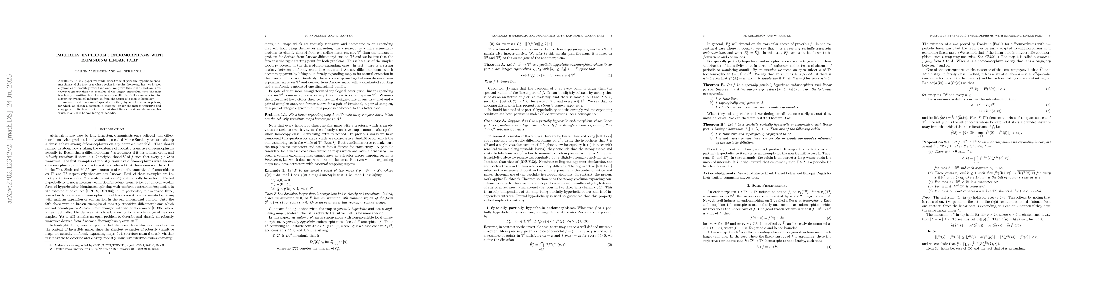 Thumbnail for Partially hyperbolic endomorphisms with expanding linear part