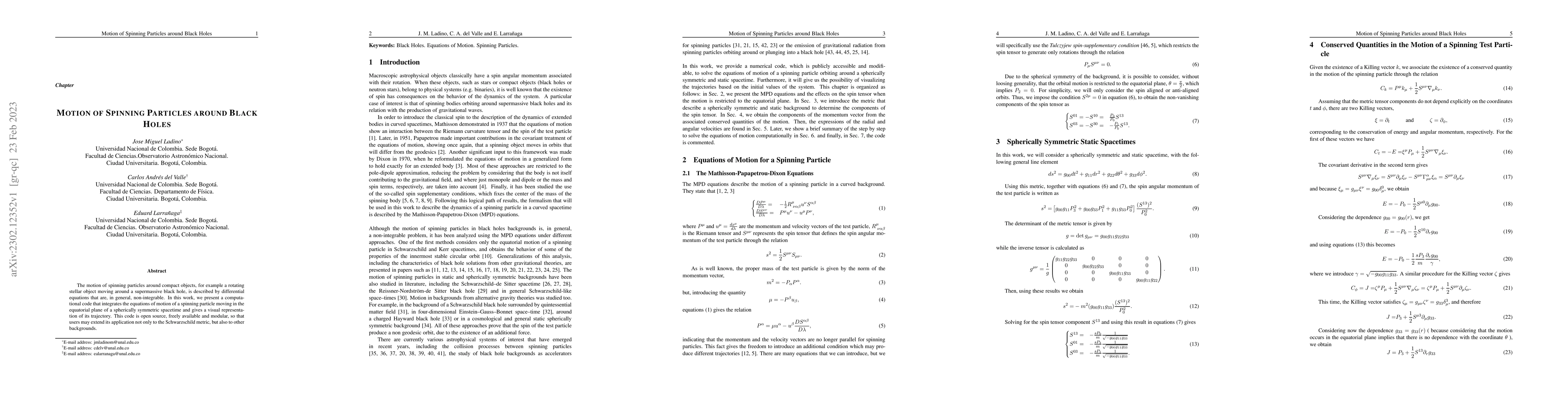 Thumbnail for Motion of Spinning Particles around Black Holes
