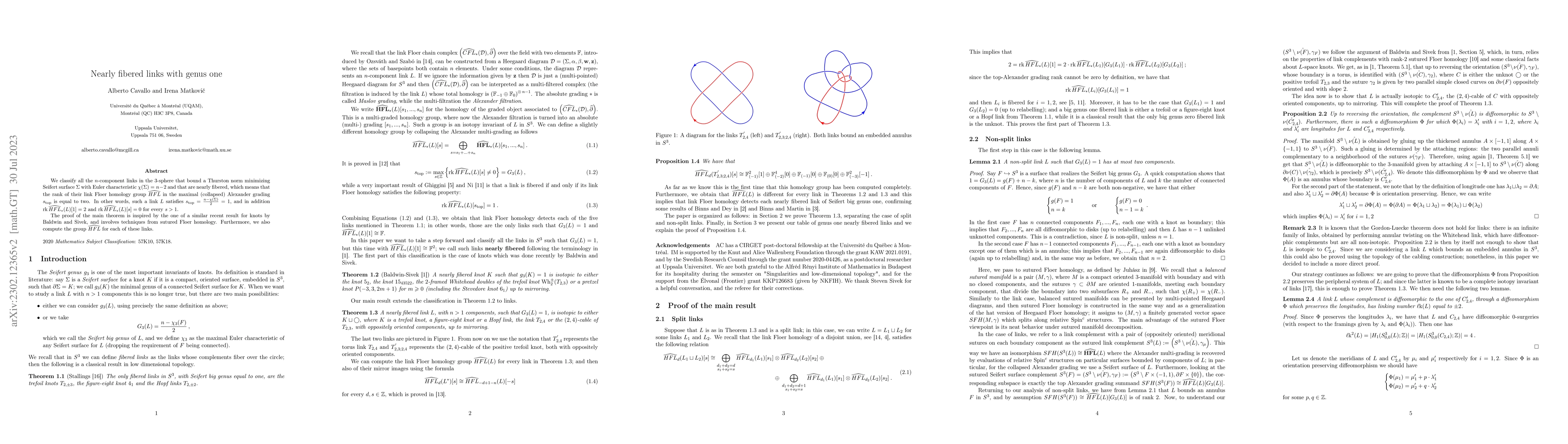 Thumbnail for Nearly fibered links with genus one