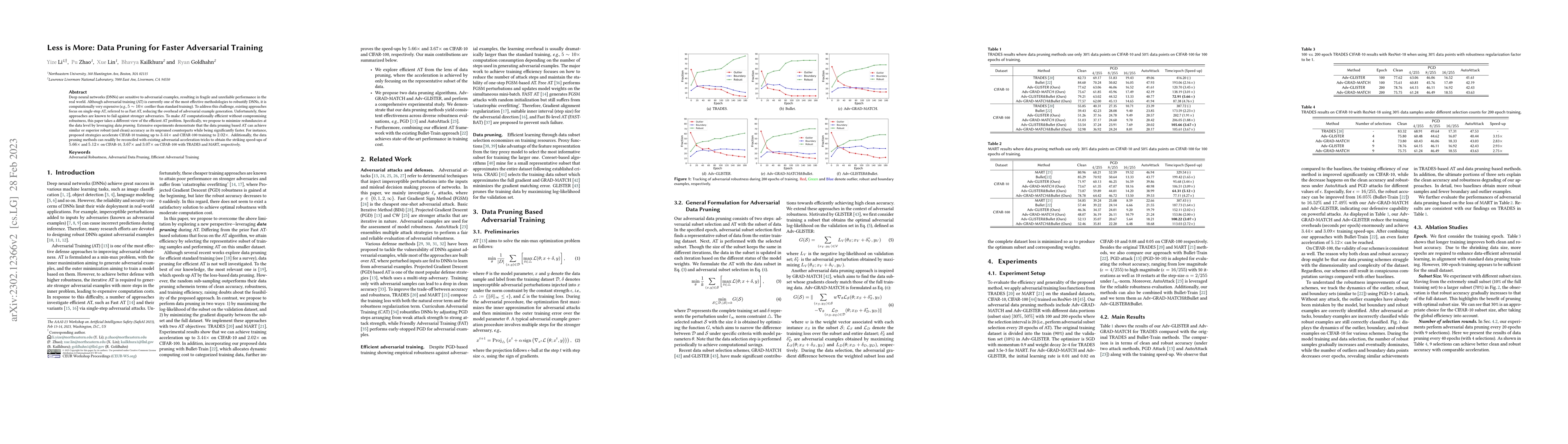 Thumbnail for Less is More: Data Pruning for Faster Adversarial Training