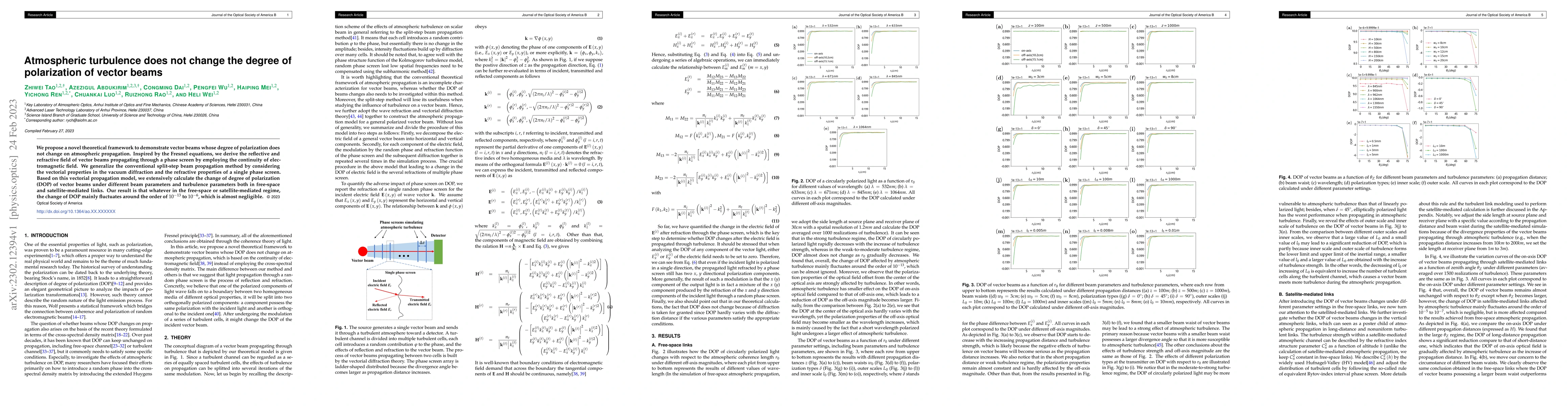 Thumbnail for Atmospheric turbulence does not change the degree of polarization of
  vector beams
