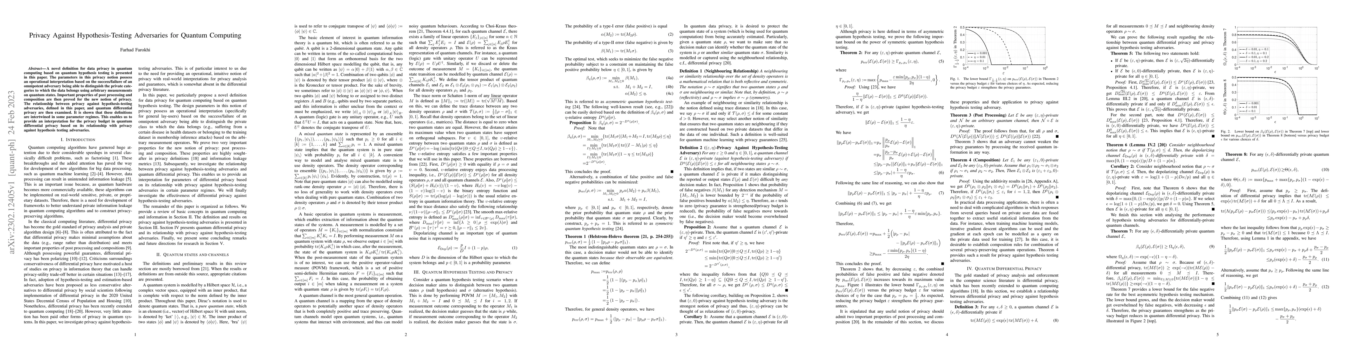 Thumbnail for Privacy Against Hypothesis-Testing Adversaries for Quantum Computing
