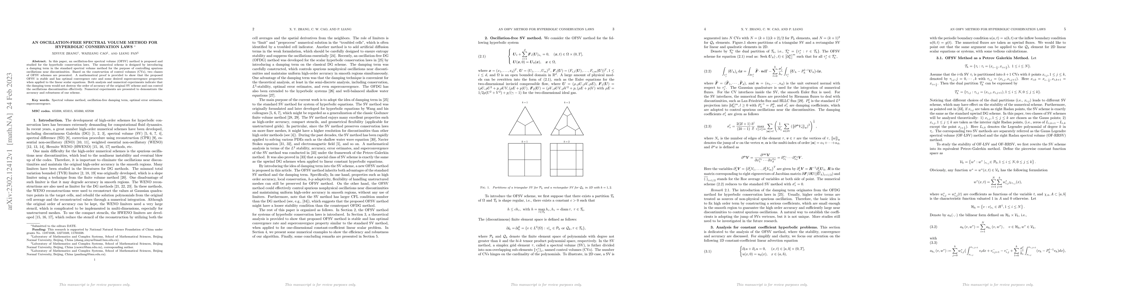 Thumbnail for An Oscillation-free Spectral Volume Method for Hyperbolic Conservation
  Laws