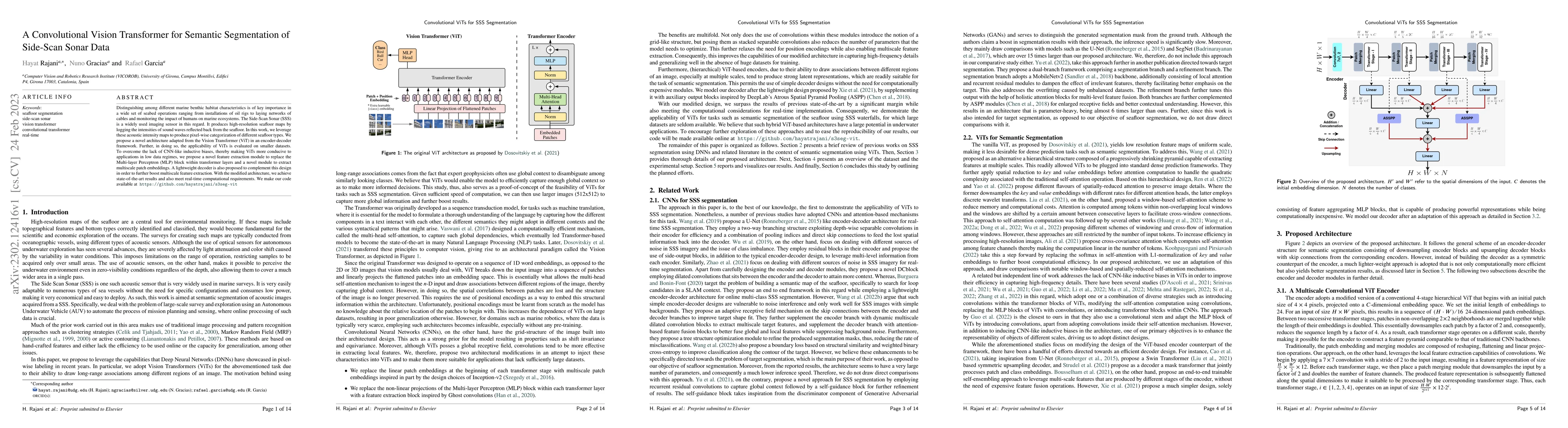 Thumbnail for A Convolutional Vision Transformer for Semantic Segmentation of
  Side-Scan Sonar Data
