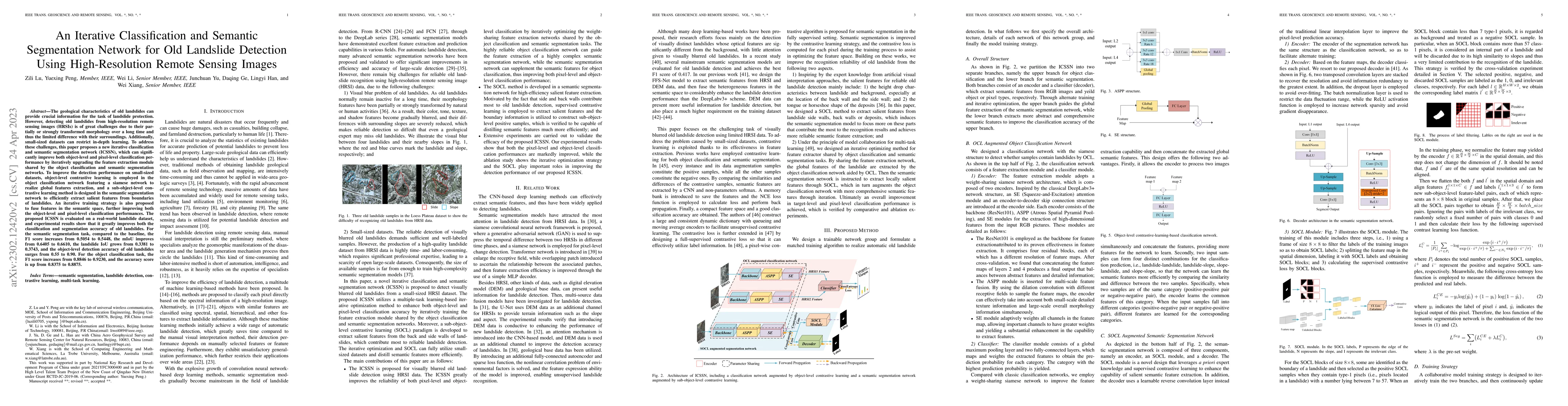 Thumbnail for An Iterative Classification and Semantic Segmentation Network for Old
  Landslide Detection Using High-Resolution Remote Sensing Images