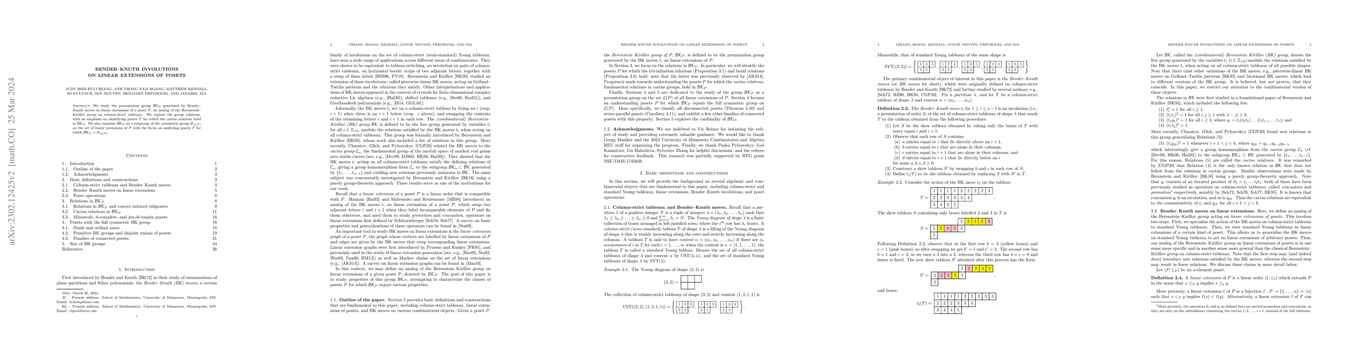 Thumbnail for Bender-Knuth involutions on linear extensions of posets