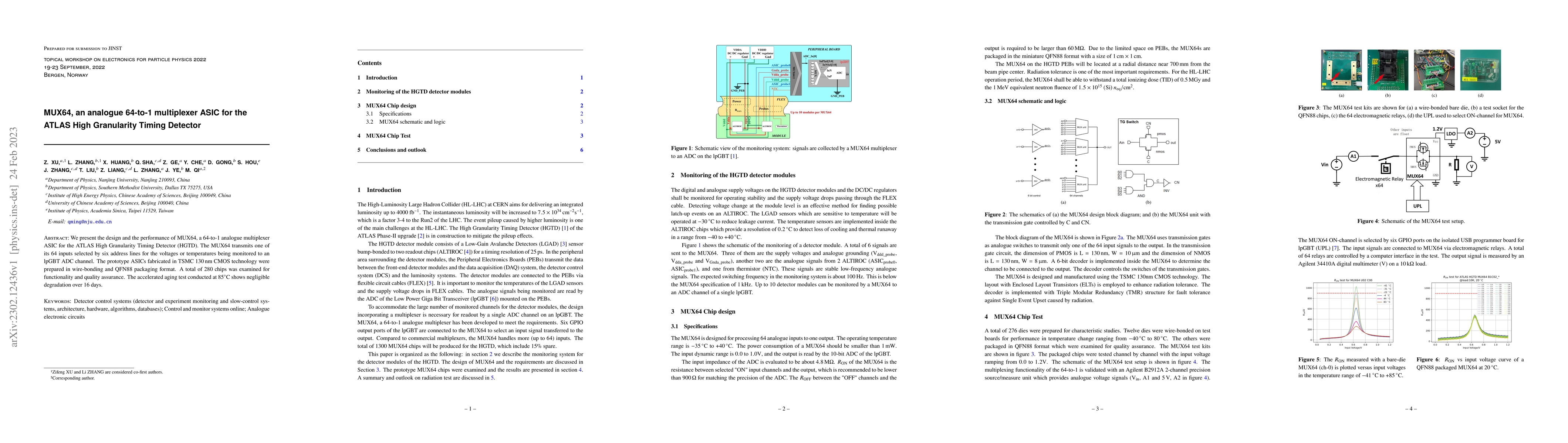 Thumbnail for MUX64, an analogue 64-to-1 multiplexer ASIC for the ATLAS High
  Granularity Timing Detector
