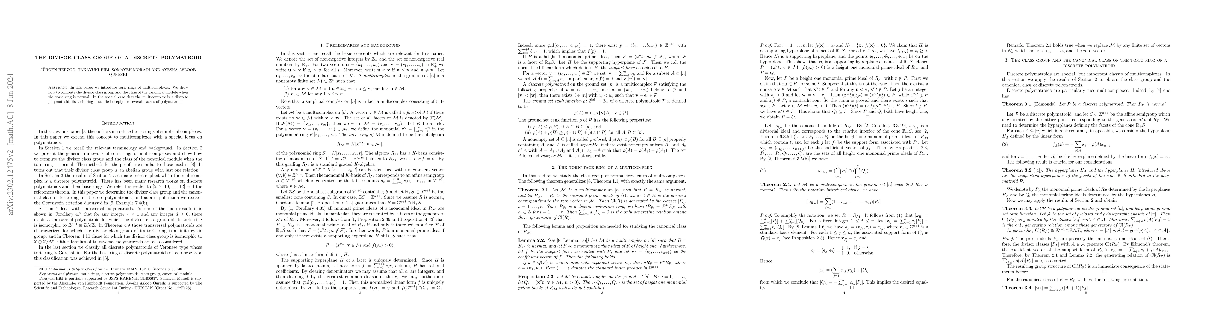 Thumbnail for The divisor class group of a discrete polymatroid