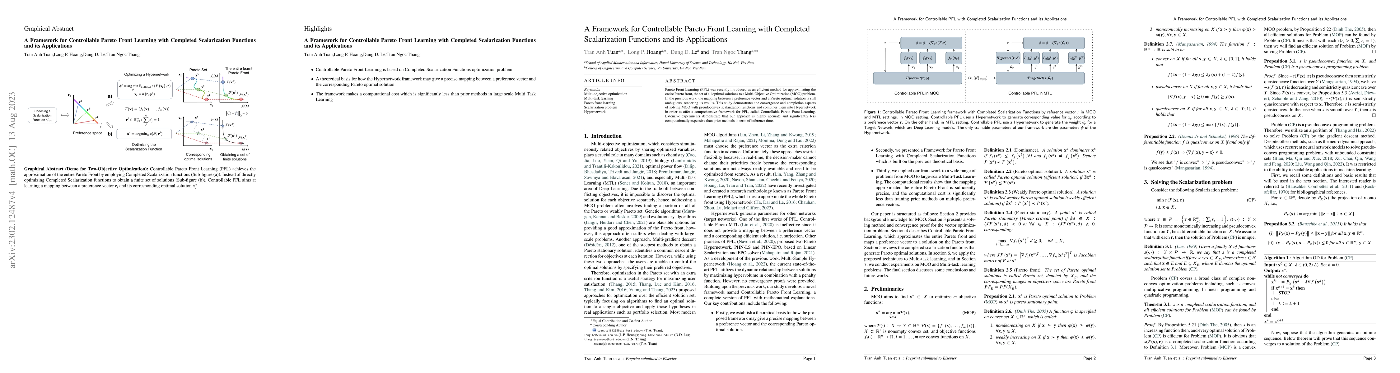 Thumbnail for A Framework for Controllable Pareto Front Learning with Completed
  Scalarization Functions and its Applications