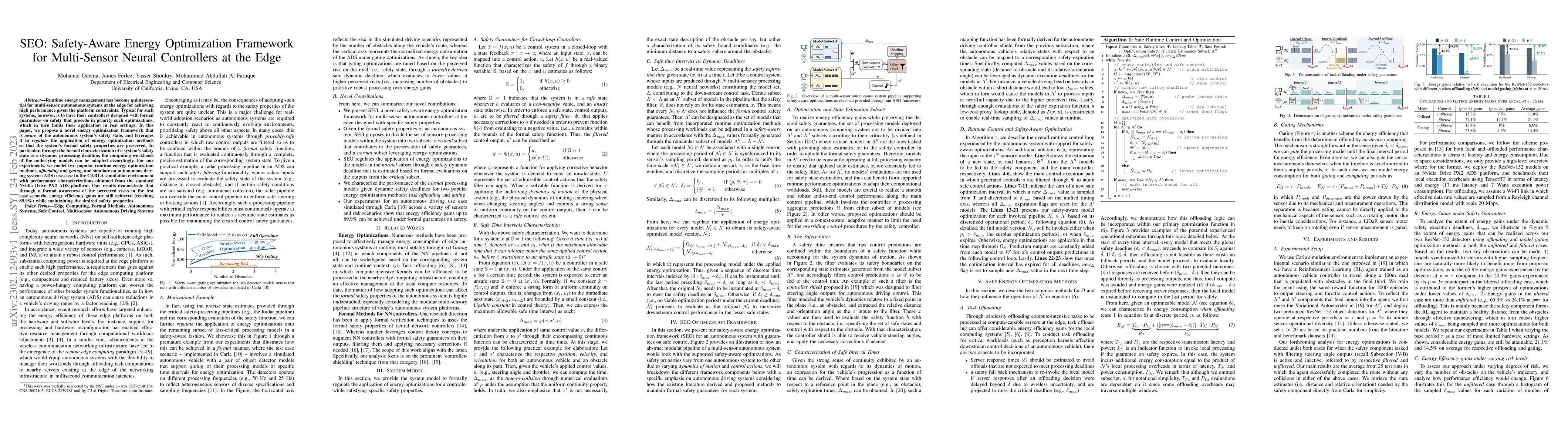 Thumbnail for SEO: Safety-Aware Energy Optimization Framework for Multi-Sensor Neural
  Controllers at the Edge
