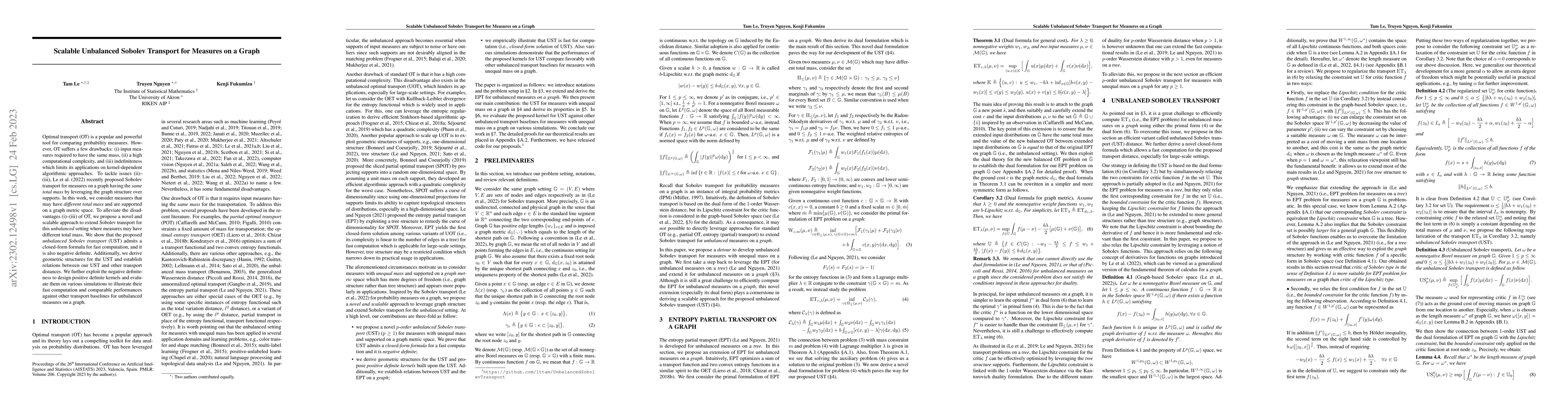 Thumbnail for Scalable Unbalanced Sobolev Transport for Measures on a Graph