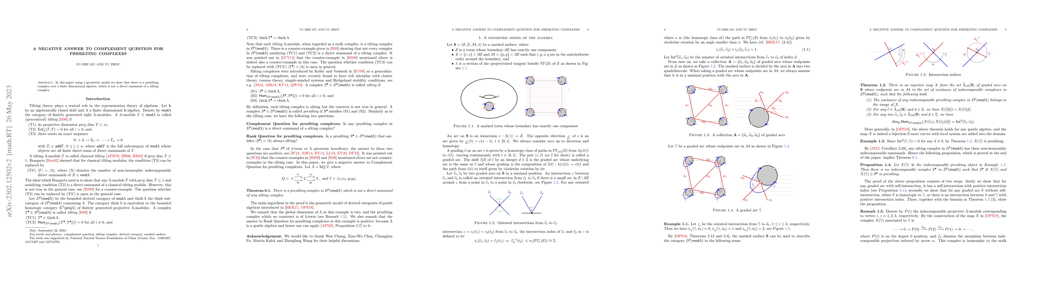 Thumbnail for A negative answer to Complement Question for presilting complexes