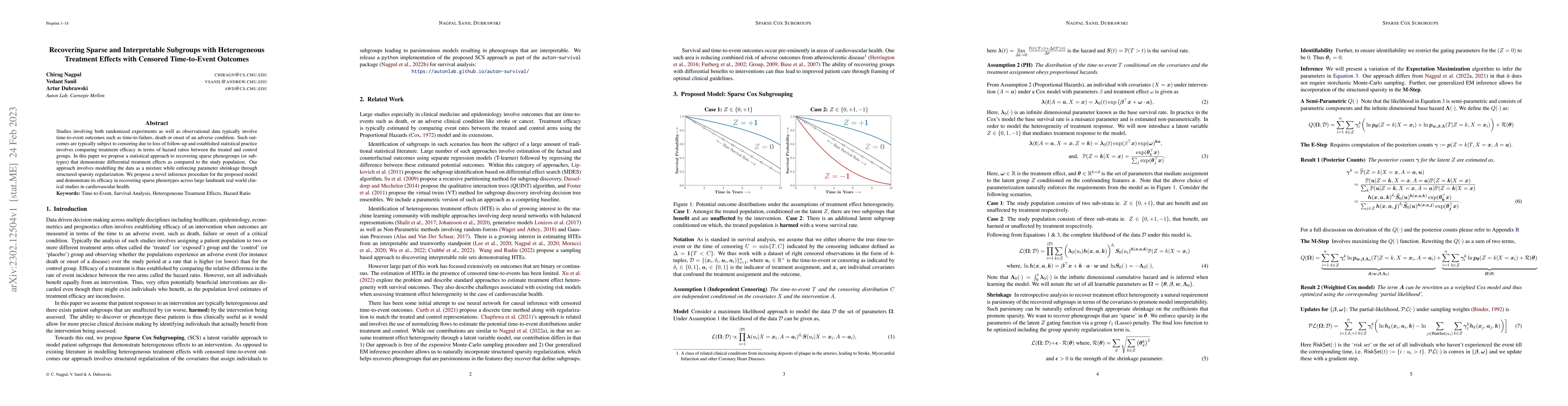 Thumbnail for Recovering Sparse and Interpretable Subgroups with Heterogeneous
  Treatment Effects with Censored Time-to-Event Outcomes