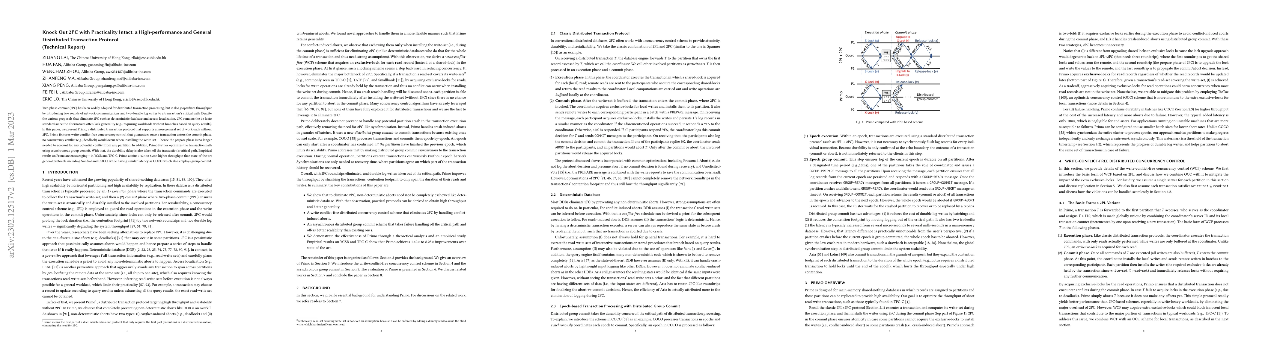 Thumbnail for Knock Out 2PC with Practicality Intact: a High-performance and General
  Distributed Transaction Protocol (Technical Report)