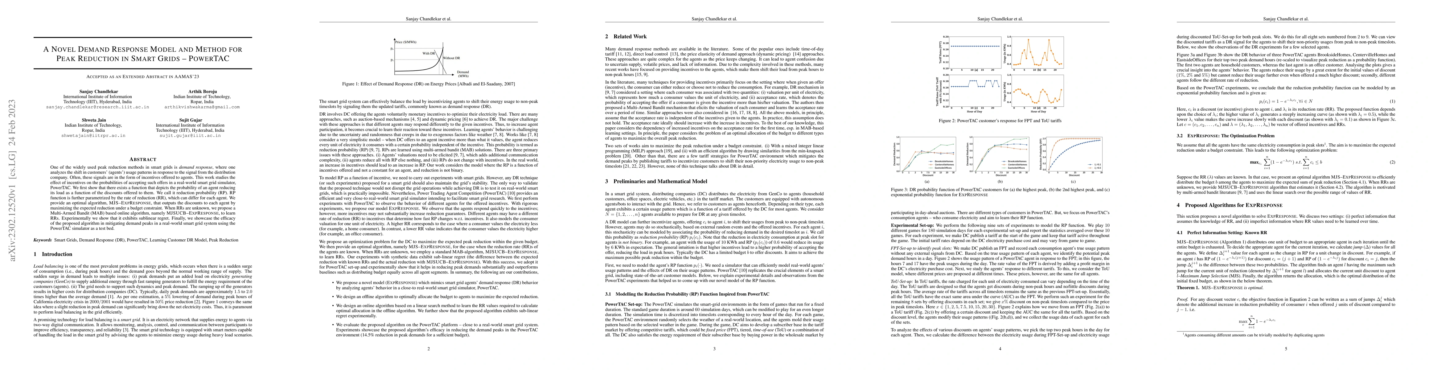 Thumbnail for A Novel Demand Response Model and Method for Peak Reduction in Smart
  Grids -- PowerTAC