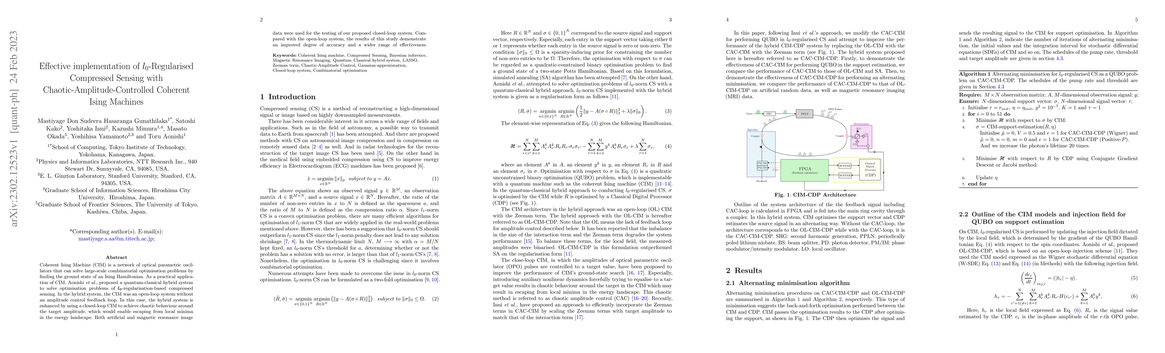 Thumbnail for Effective implementation of $l_0$-Regularised Compressed Sensing with
  Chaotic-Amplitude-Controlled Coherent Ising Machines
