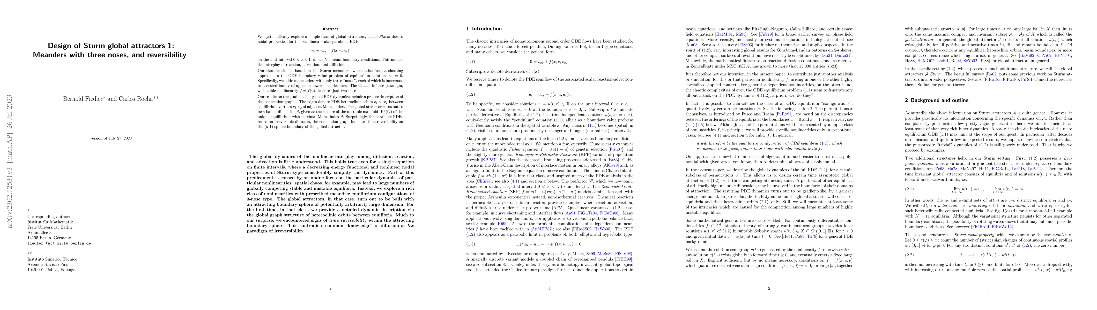 Thumbnail for Design of Sturm global attractors 1: Meanders with three noses, and
  reversibility