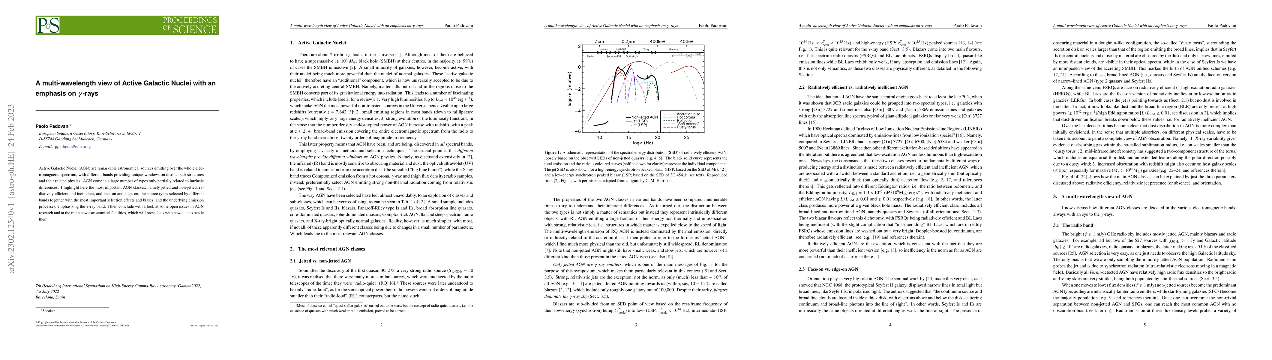 Thumbnail for A multi-wavelength view of Active Galactic Nuclei with an emphasis on
  gamma-rays