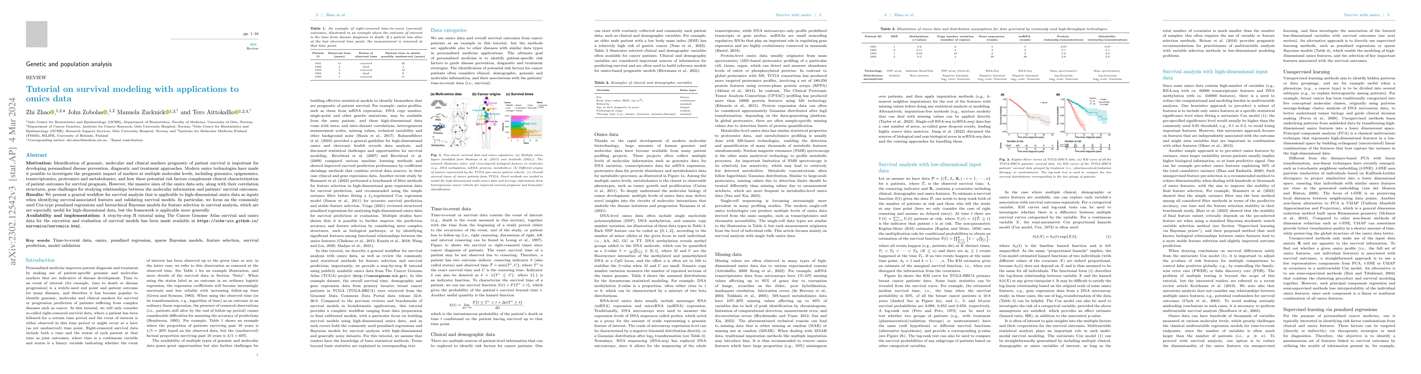 Thumbnail for Tutorial on survival modeling with applications to omics data