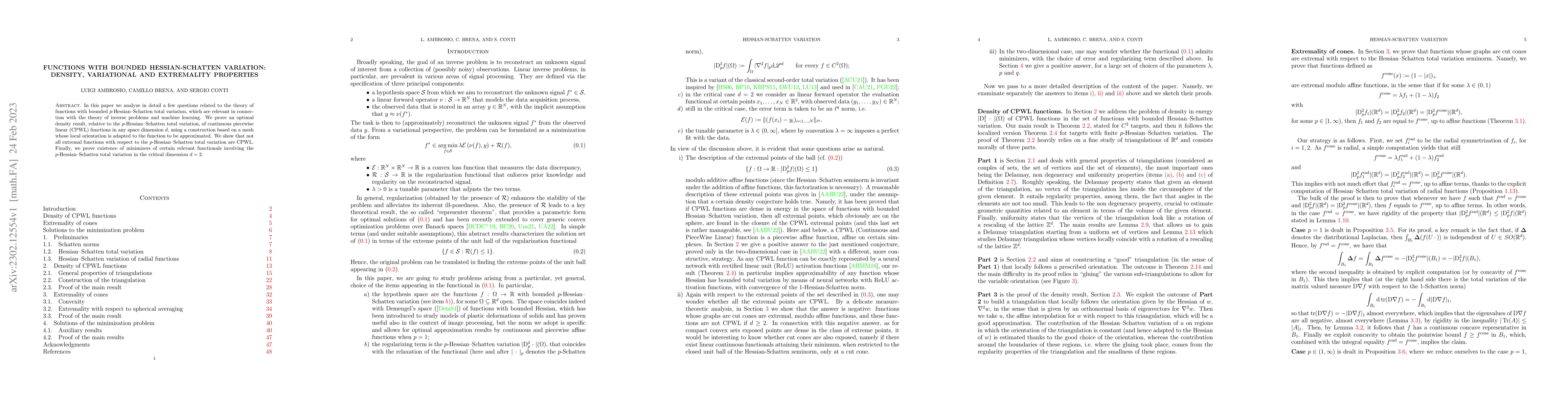 Thumbnail for Functions with bounded Hessian-Schatten variation: density, variational
  and extremality properties