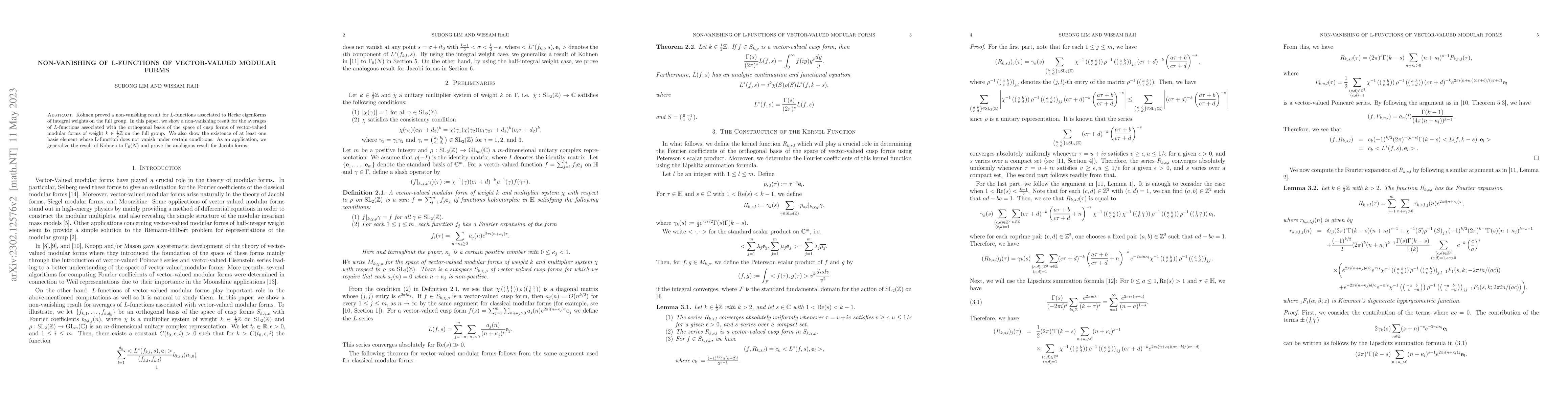 Thumbnail for Non-Vanishing of L-Functions of Vector-Valued Modular Forms