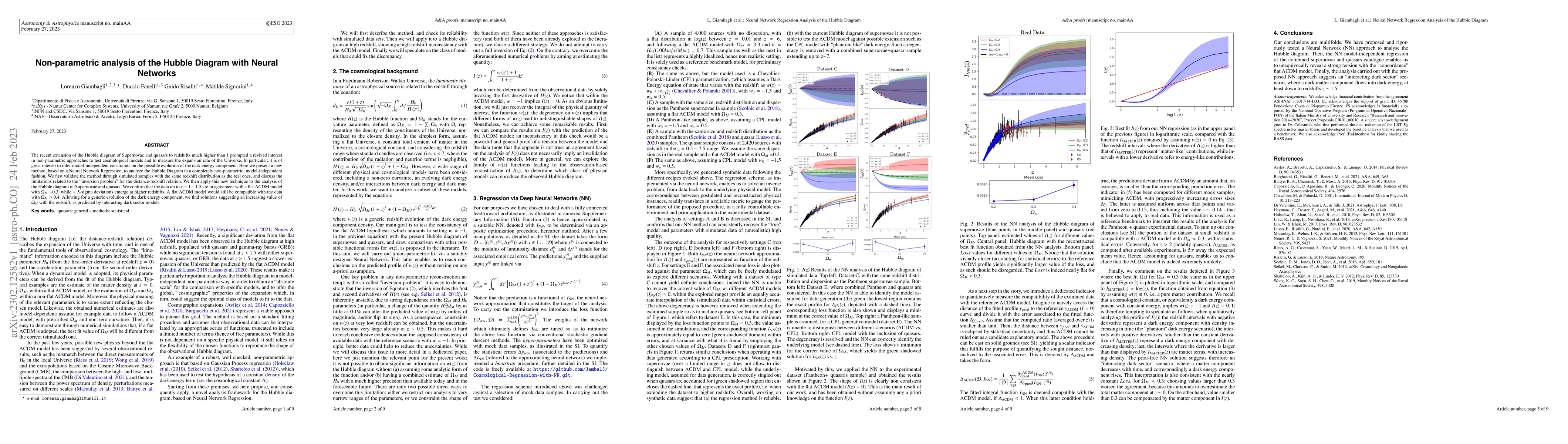 Thumbnail for Non-parametric analysis of the Hubble Diagram with Neural Networks