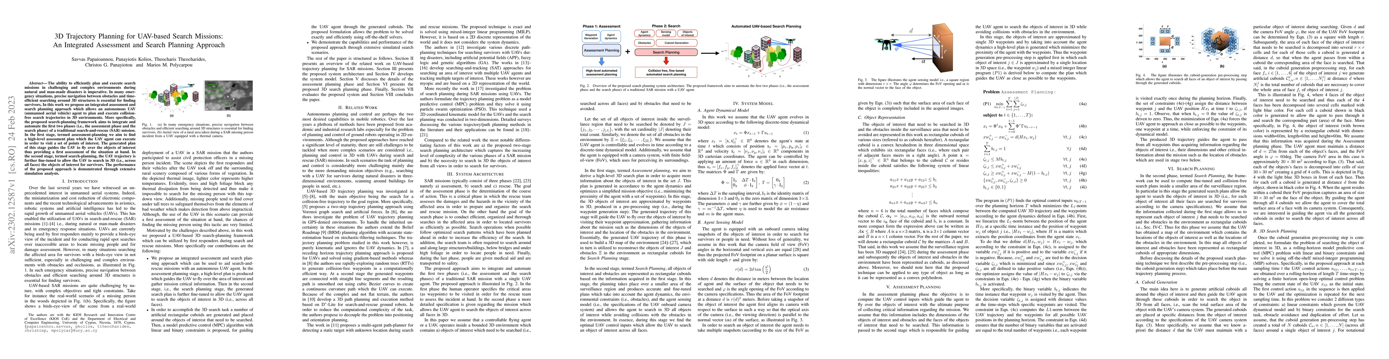 Thumbnail for 3D Trajectory Planning for UAV-based Search Missions: An Integrated
  Assessment and Search Planning Approach