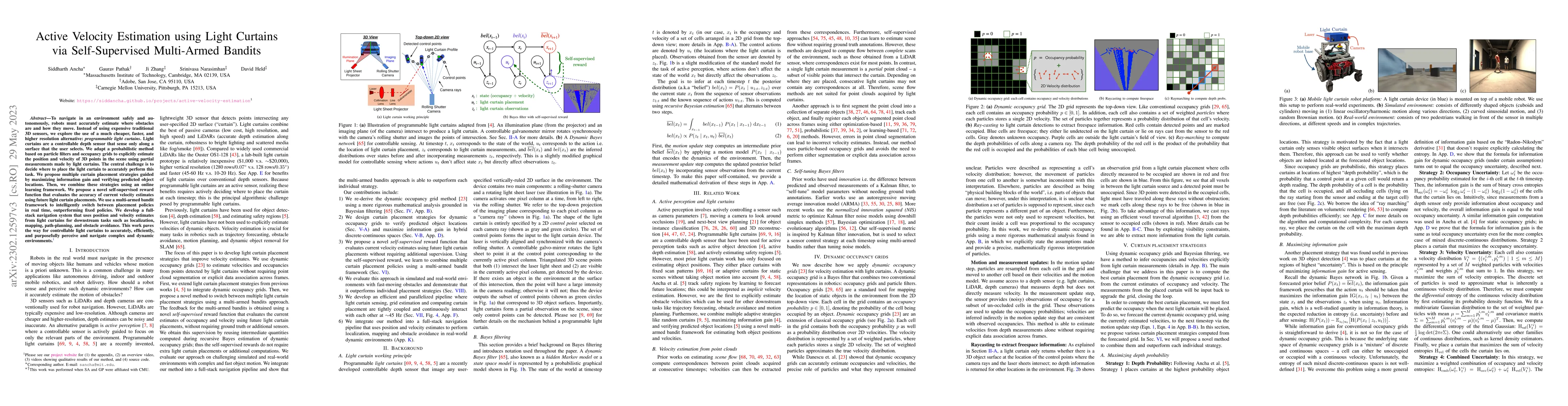 Thumbnail for Active Velocity Estimation using Light Curtains via Self-Supervised
  Multi-Armed Bandits