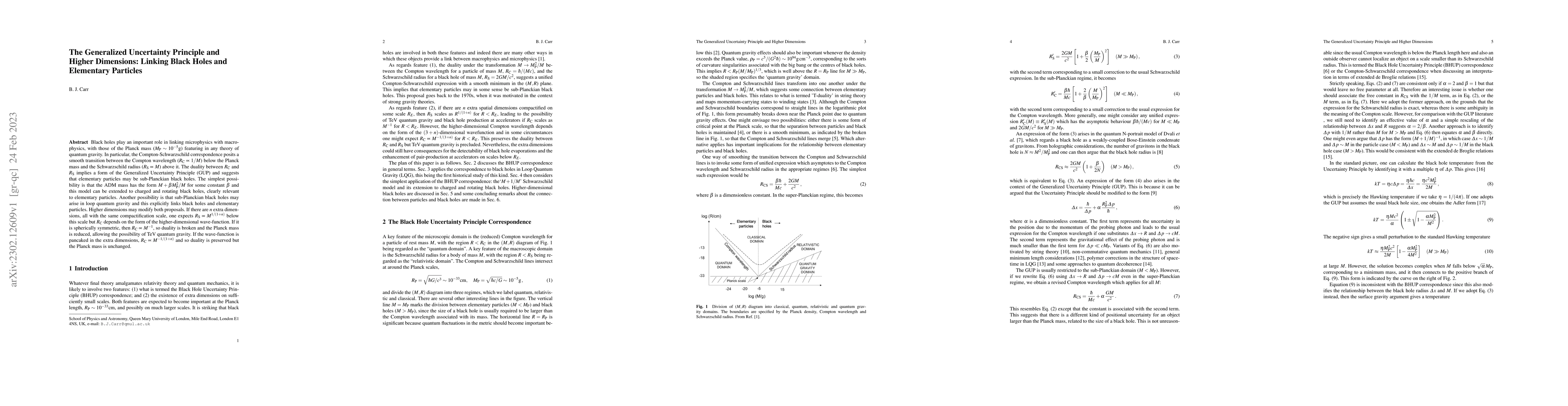 Thumbnail for The Generalized Uncertainty Principle and Higher Dimensions: Linking
  Black Holes and Elementary Particles