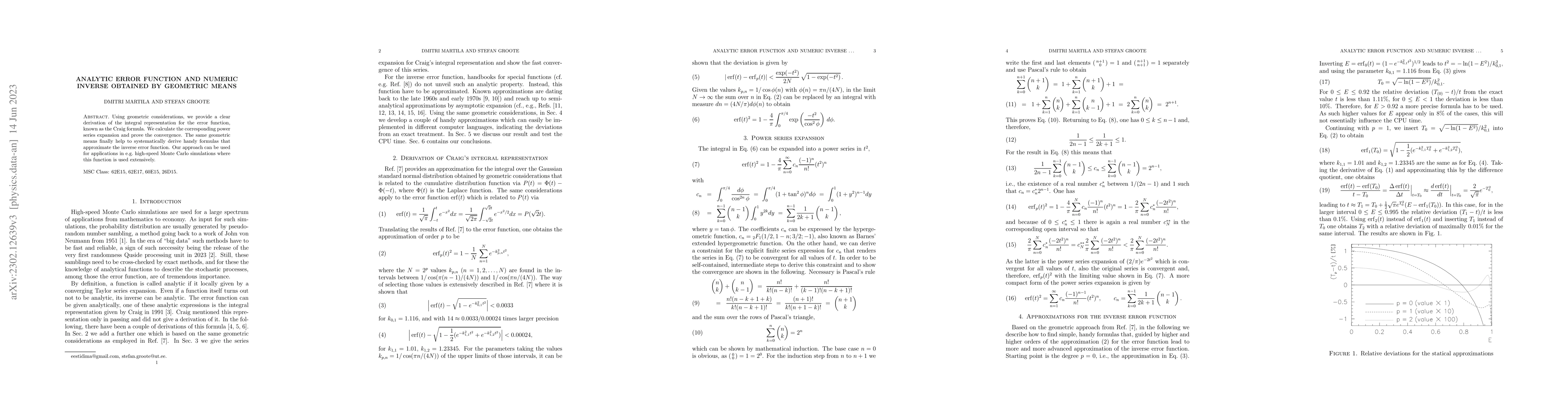 Thumbnail for Analytic error function and numeric inverse obtained by geometric means
