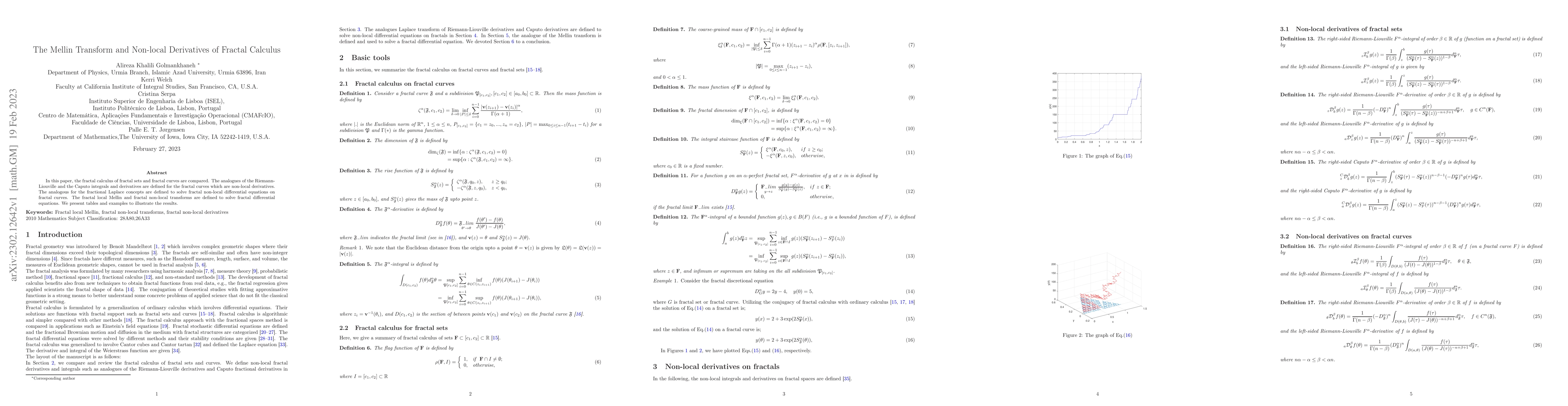 Thumbnail for The Mellin Transform and Non-local Derivatives of Fractal Calculus