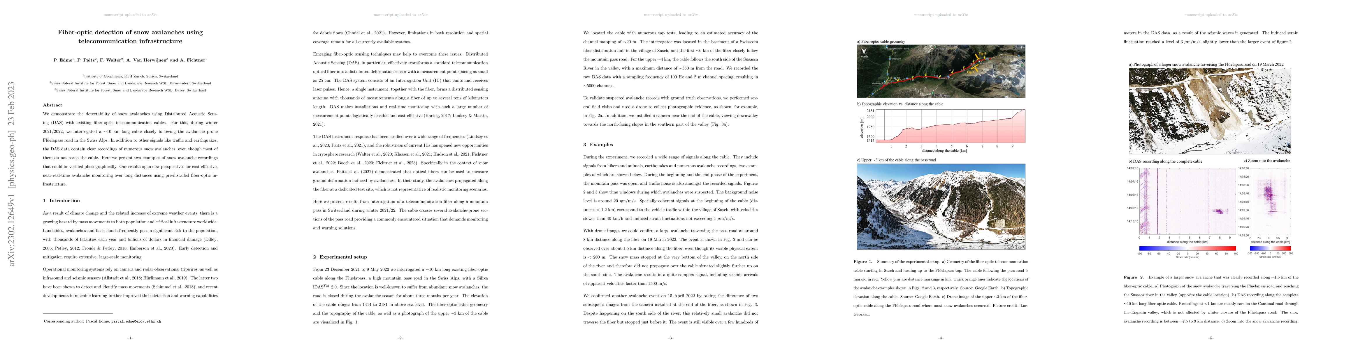 Thumbnail for Fiber-optic detection of snow avalanches using telecommunication
  infrastructure