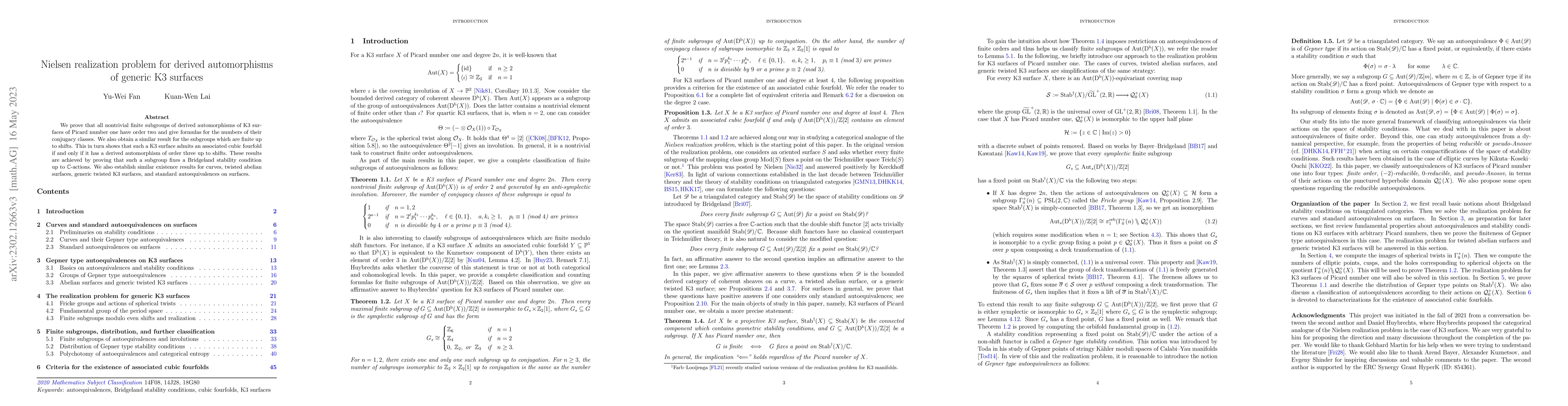 Thumbnail for Nielsen realization problem for derived automorphisms of generic K3
  surfaces