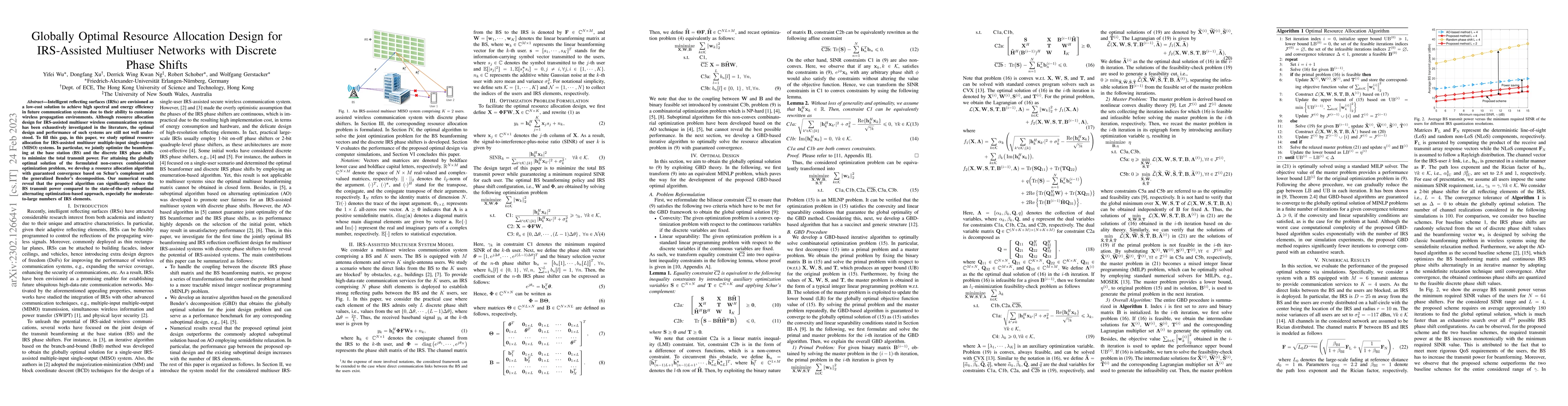 Thumbnail for Globally Optimal Resource Allocation Design for IRS-Assisted Multiuser
  Networks with Discrete Phase Shifts