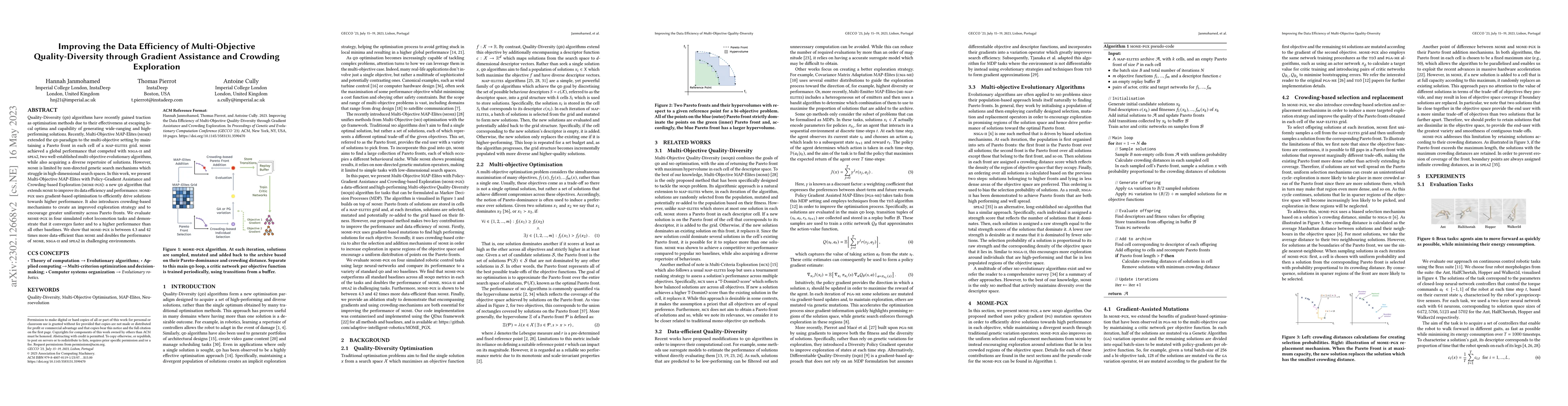 Thumbnail for Improving the Data Efficiency of Multi-Objective Quality-Diversity
  through Gradient Assistance and Crowding Exploration